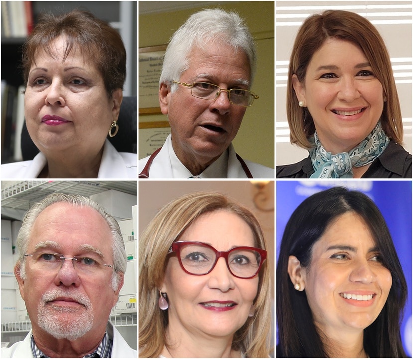 Desde la esquina superior izquierda, y siguiendo las manecillas del reloj, los doctores Ángeles Rodríguez, Ricardo Fontanet, Carmen Suárez, Javier Morales, Ilia Toledo y Melissa Marzán.